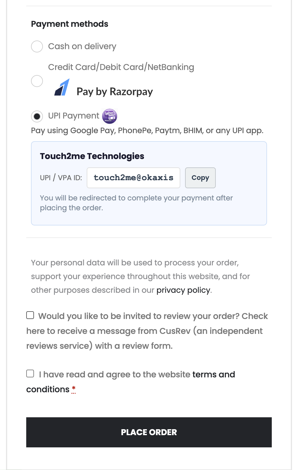 WooCommerce Checkout Payment Methods