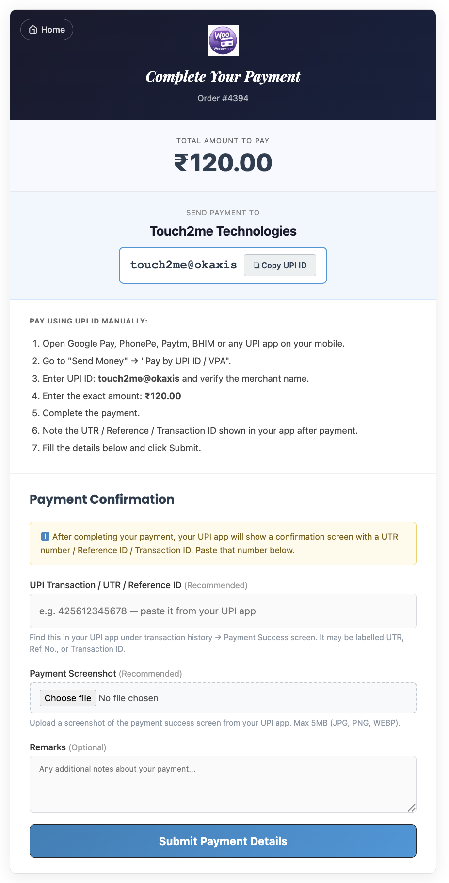 UPI Payment Page