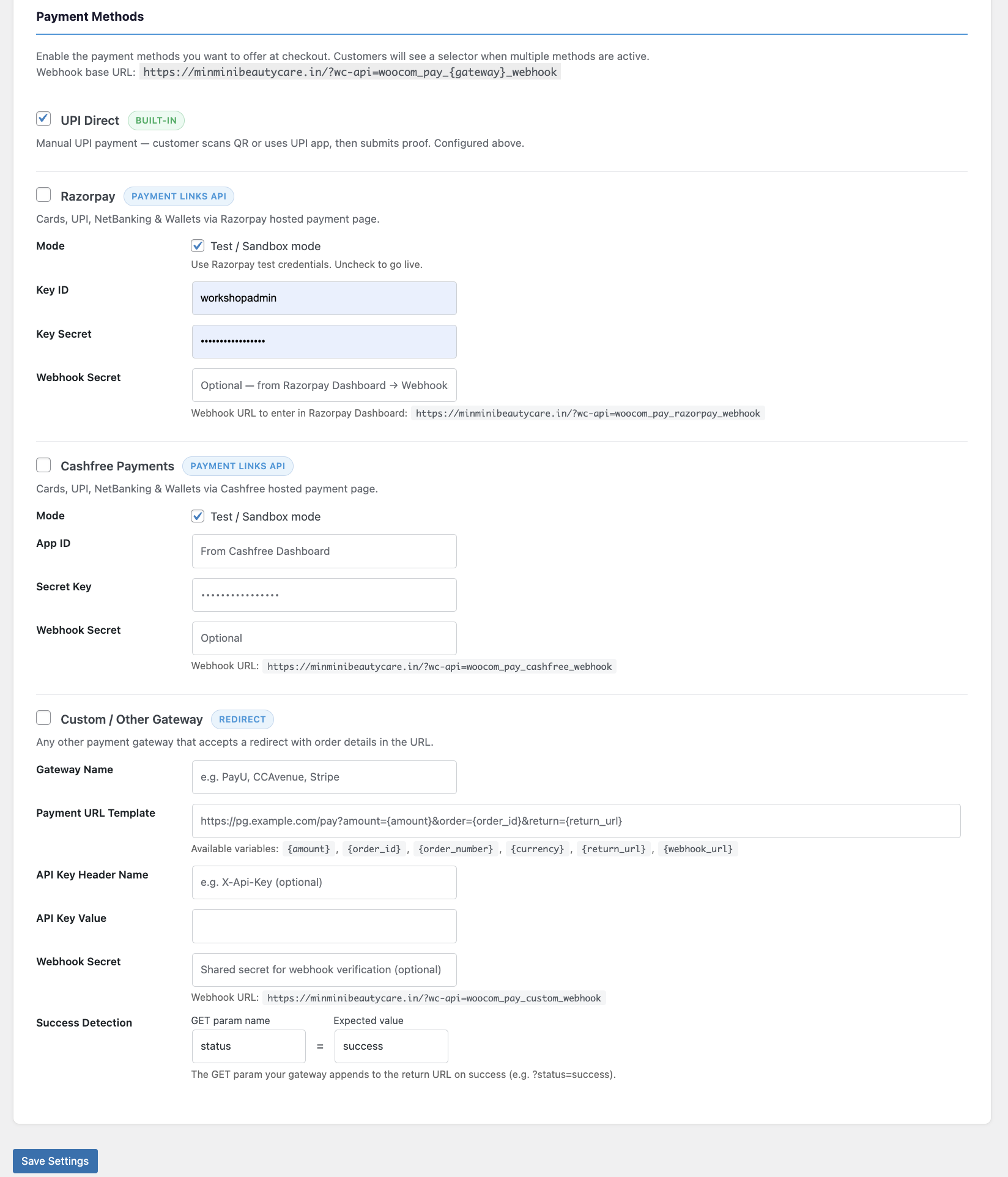 Pro Gateway Settings